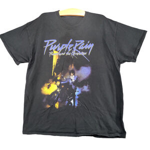 Purple Rain Prince and The Revolution Men's T-Shirt Black L Pullover Crew Neck
